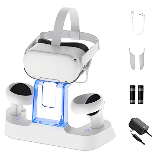 Charging Dock with LED Light and Controller Mount, 2 Rechargeable Batteries, White P64999