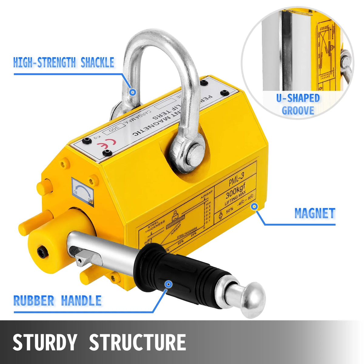 660lbs Steel Magnetic Lifter with Handle N883