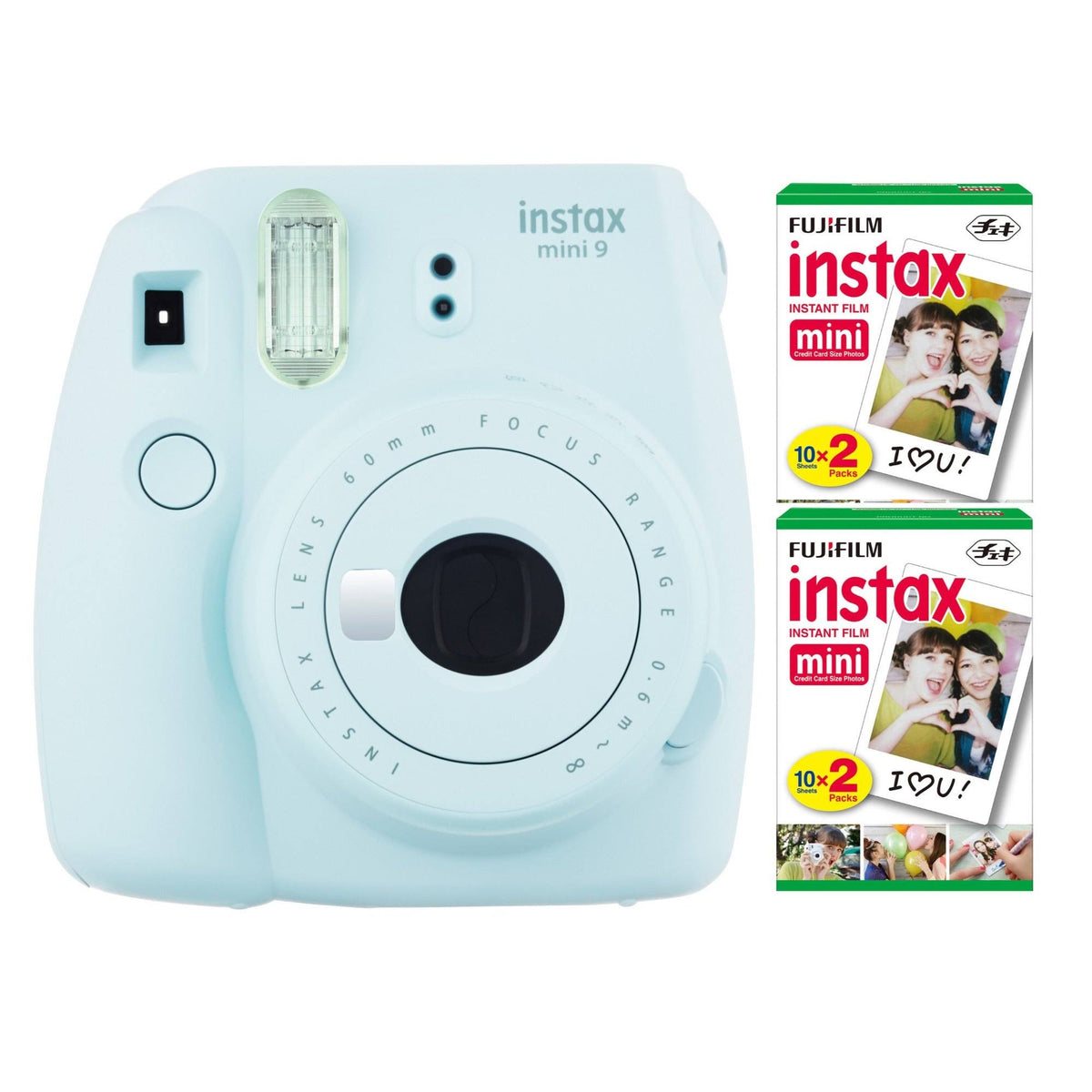 Ice Blue Instant Camera with Twin Film Pack V220