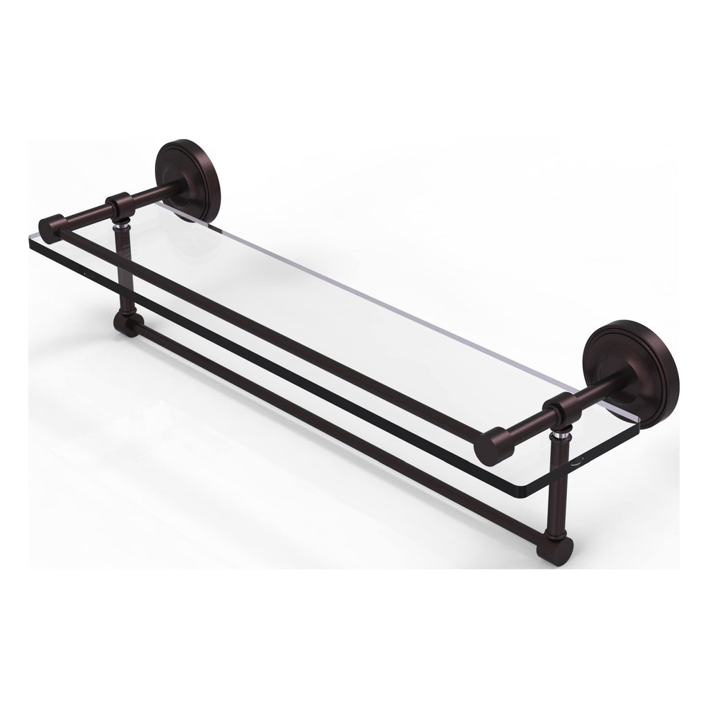 22 in. Gallery Glass Shelf with Towel Bar Antique Bronze Q950480