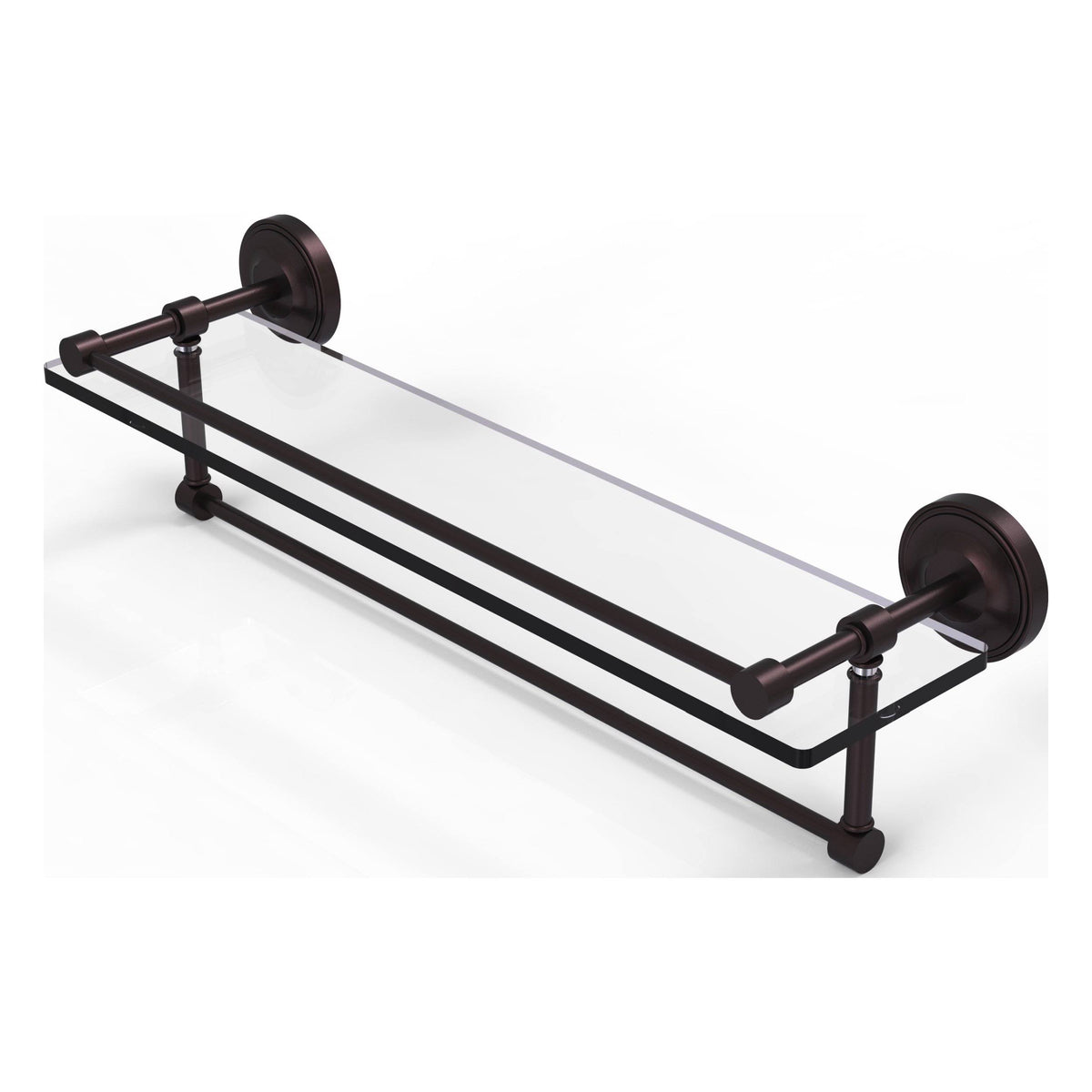 22 in. Gallery Glass Shelf with Towel Bar Antique Bronze Q950480
