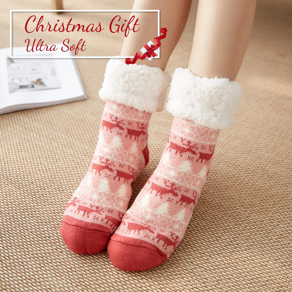 3 Pairs Non Skid Warm Thermal Plush Fuzzy Slipper Socks C297