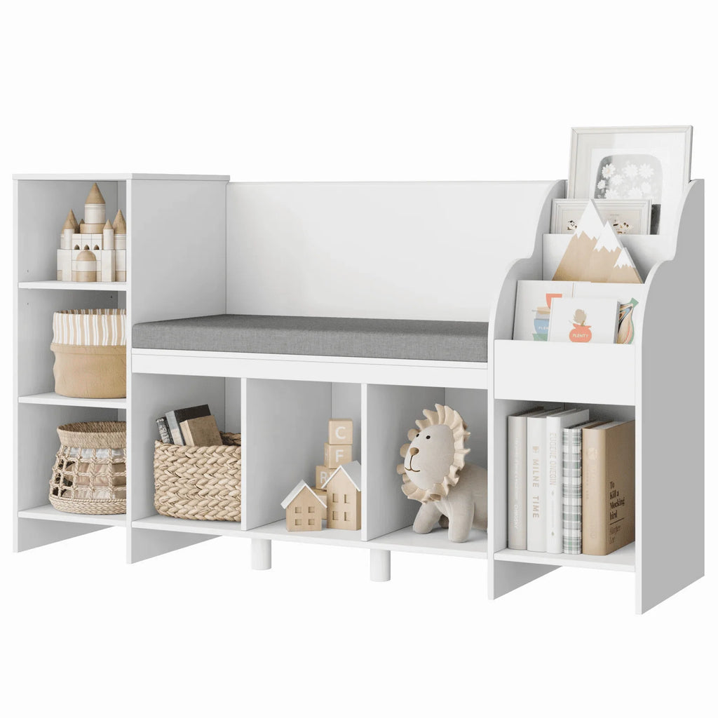 White Kids Bookshelf with Reading Nook F758