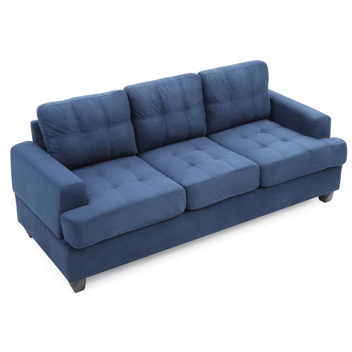 Navy Blue Microsuede Sofa M7478