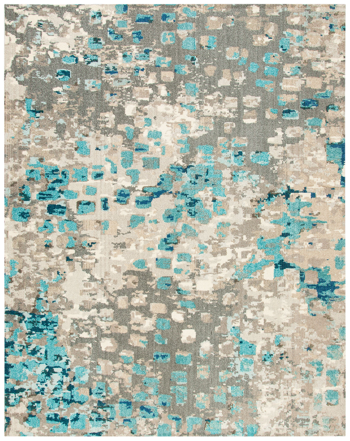 Grey/Blue Abstract Polka Dots Area Rug, 9' x 12' S2115