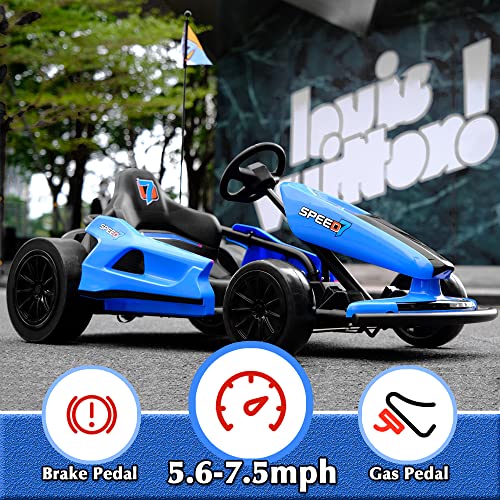 24V 10Ah Electric Go Kart with Drifting Function, 2WD Ride On Car, White C908