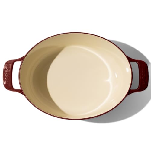 Oval Dutch Oven 7.5 Quart Ruby Red Enameled Cast Iron Induction Compatible Y6242