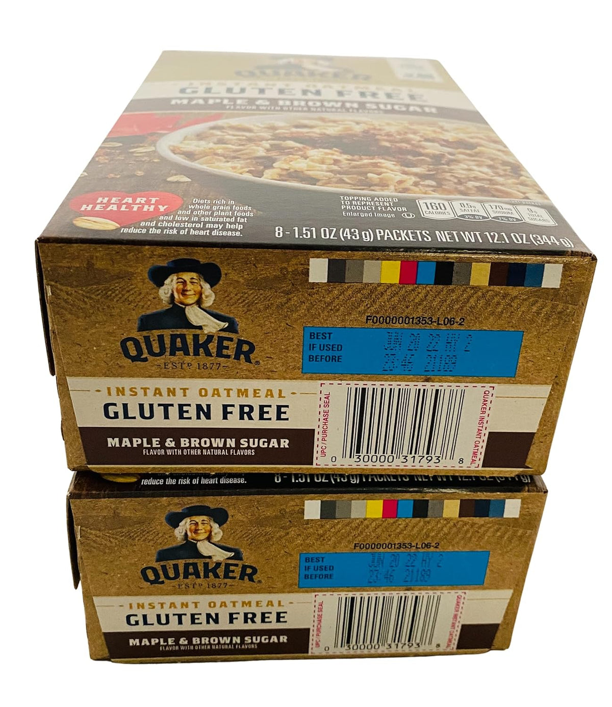 Gluten Free Instant Oatmeal, Maple and Brown Sugar, Two 12.1 oz Boxes, 16 packets U99750