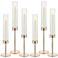 Black Glass Taper Candlestick Holders Set of 6 Q735328