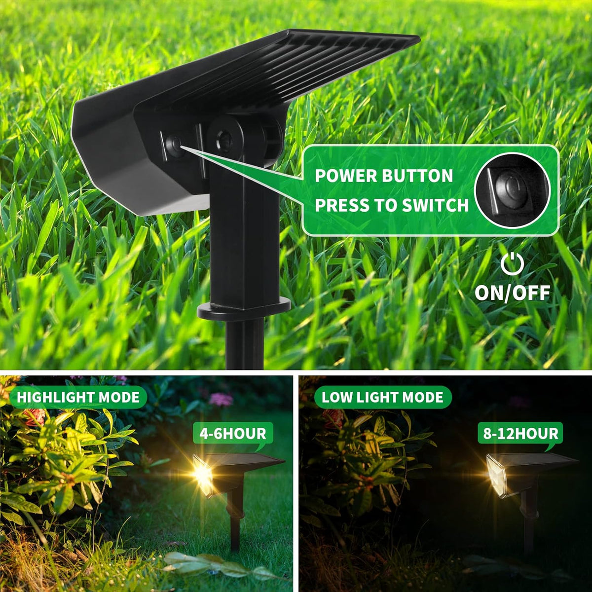 4 Pack Solar Spot Lights Outdoor Waterproof 3000K Warm Light G123264
