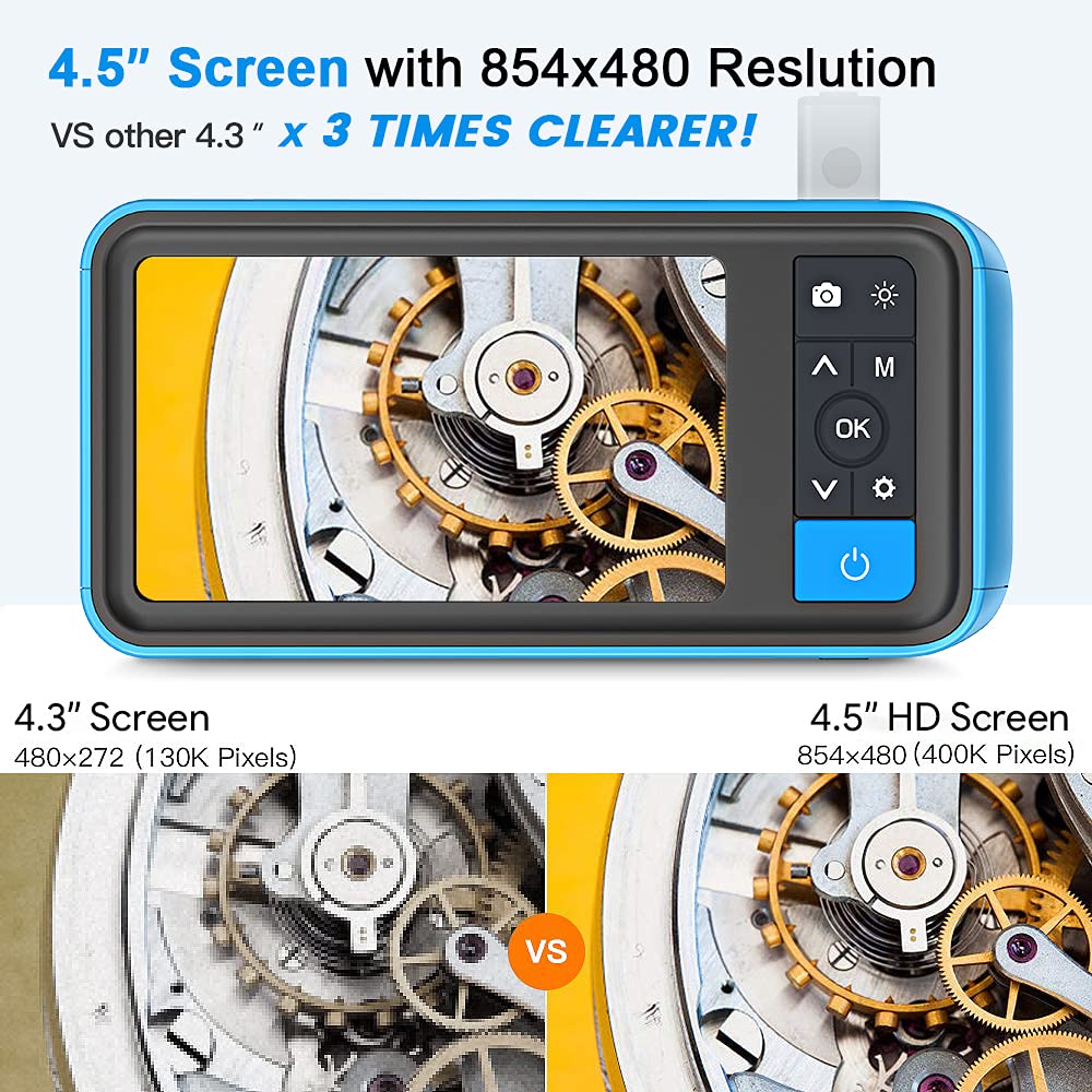 Dual Lens Borescope Inspection Camera with Light, HD Waterproof 1080p D71890