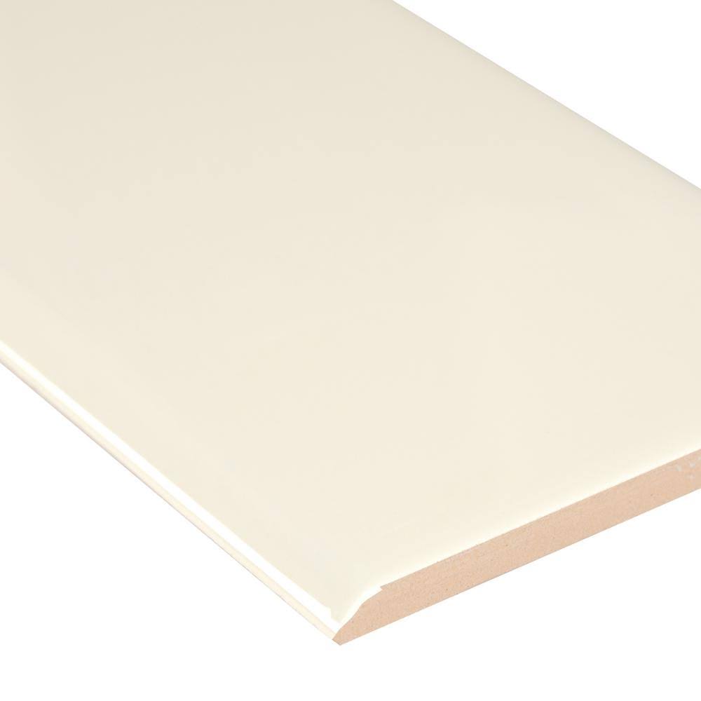 Almond Glossy Bullnose 4 in. x 16 in. Ceramic Wall Tile M849962