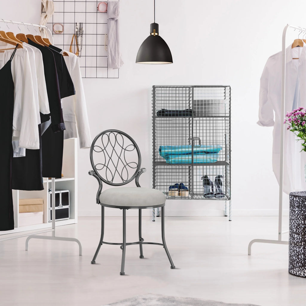 Chrome Metal Vanity Stool C683