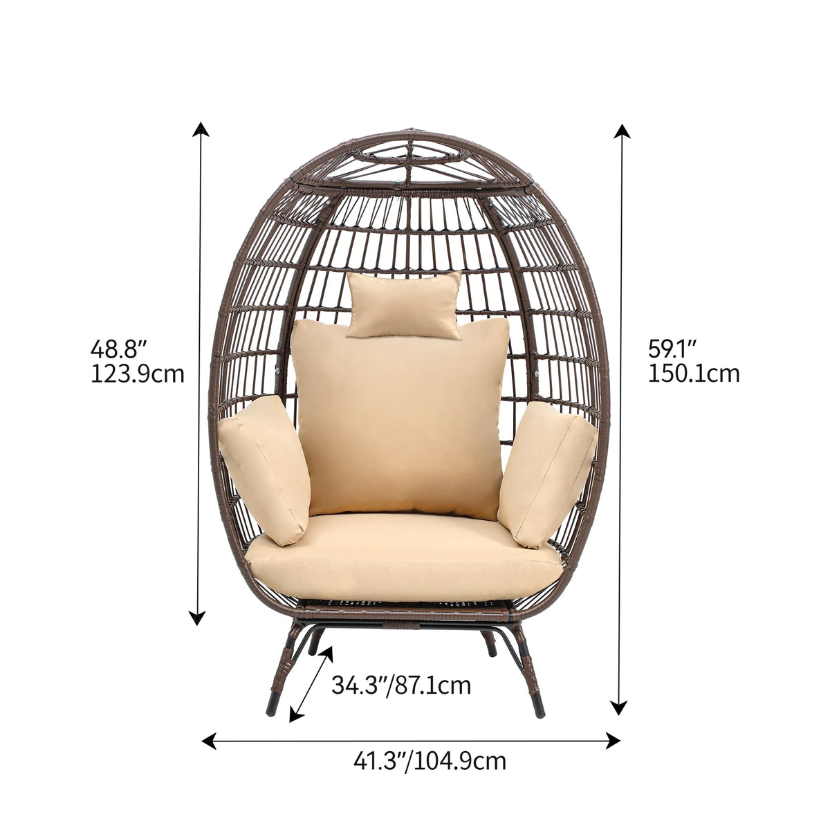 Egg Chair with Cushion Wicker PE Rattan Chair X148