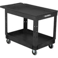 Industrial Utility Cart, Plastic 2 Tray Black Shelf, 5 inch Rubber Casters N69630