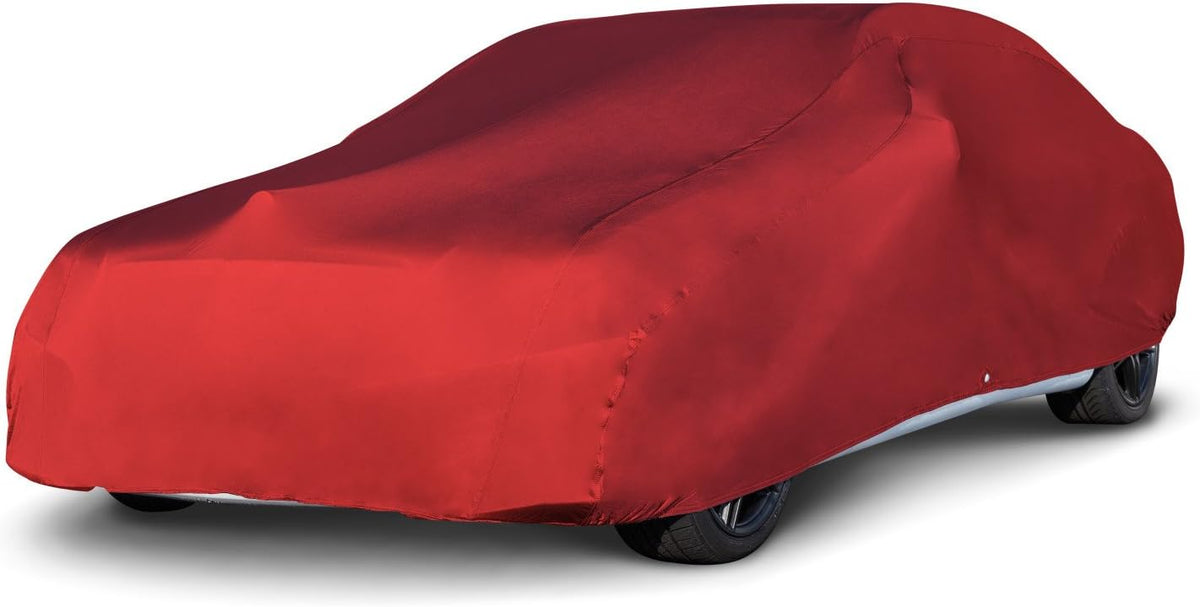 Red Stretch Car Cover, Soft Inner Lining, Breathable, Dustproof, Size 3 Q8866