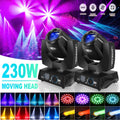 2 Pack 230W Beam Moving Head Light 8 Prisms 17 Gobos RGBW LED DJ Lighting 16CH DMX Control N3376