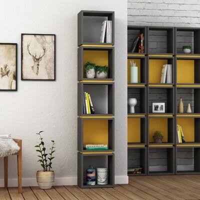 Geometric Bookcase Anthracite/Mustard B59050