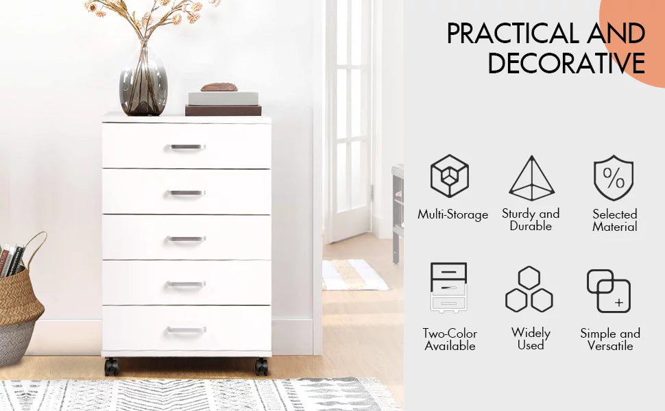 White 5 Drawer Storage Dresser G47872