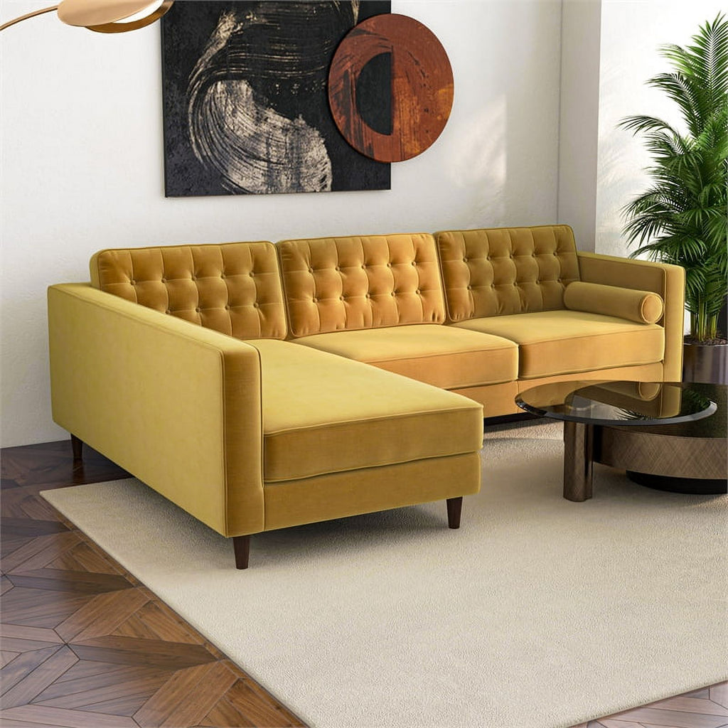 Gold Velvet Left-Facing Sectional Q4280