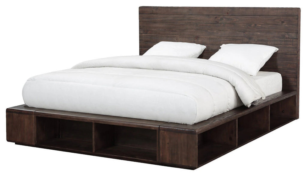 King Platform Bedroom Set With Nightstand Espresso Pine Z423