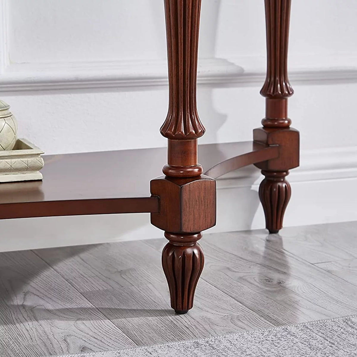 Dark Brown Oak Wood Console Table with Storage Shelf E596023