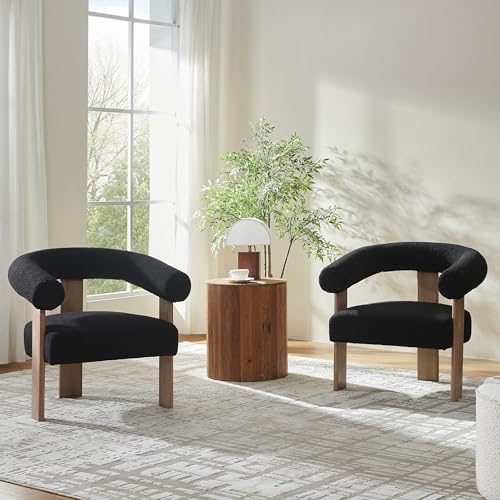 White Upholstered Armchair with Solid Wood Legs B147