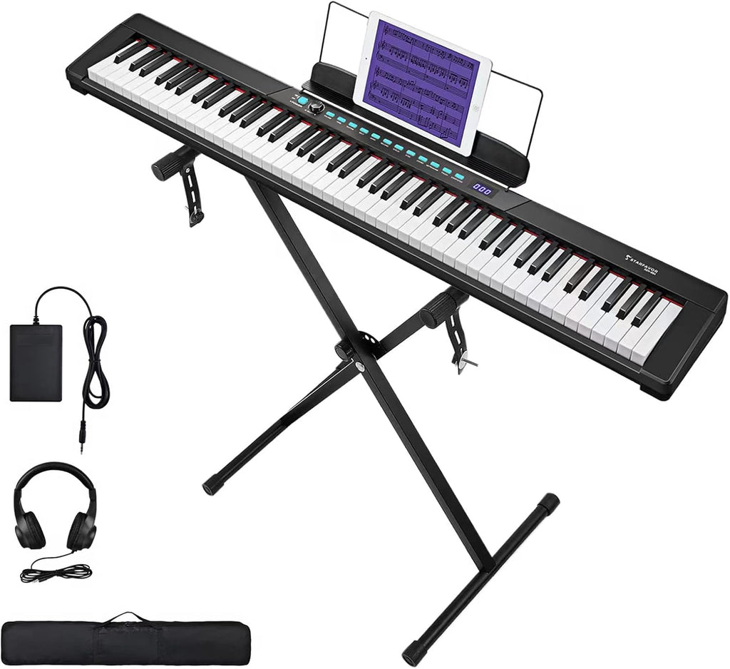88-Key Semi-Weighted Electronic Keyboard Piano with X-Stand, Sustain Pedal, Power Supply, Carrying Case O127581