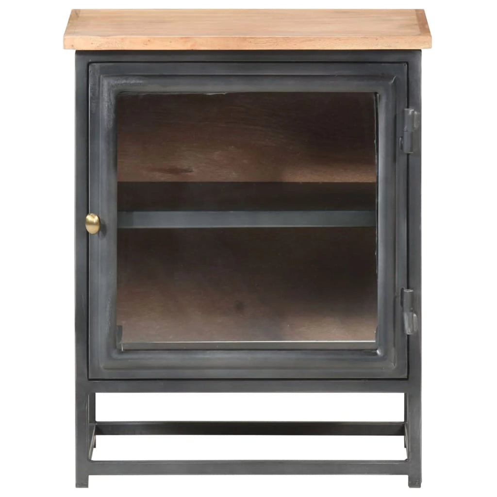 Gray Solid Acacia Wood Bedside Cabinet J6838