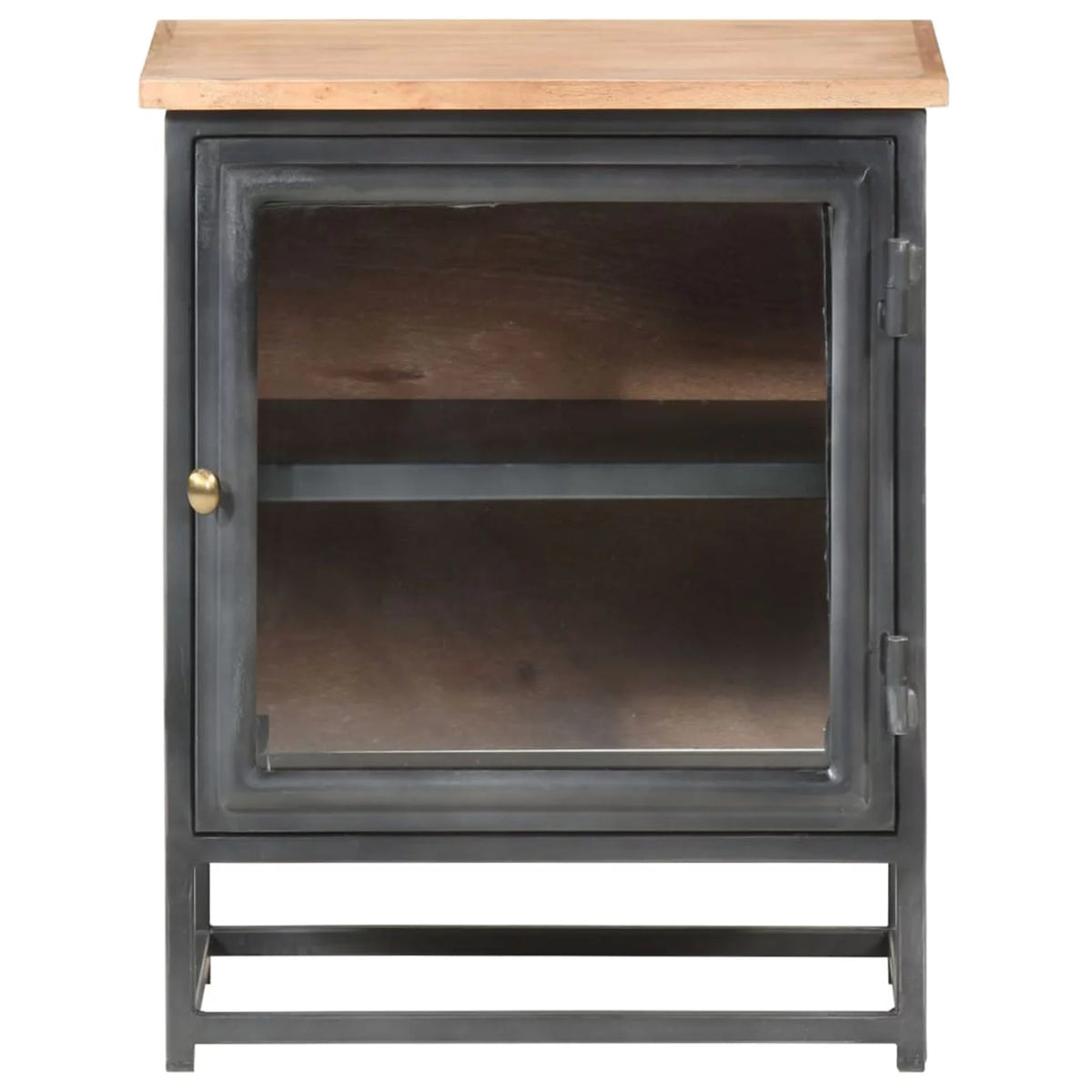Gray Solid Acacia Wood Bedside Cabinet J6838