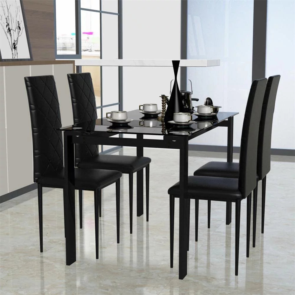 Black 5 Piece Dining Table Set for 4 W302