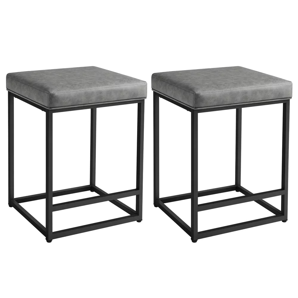 24" Modern Upholstered Backless Counter Bar Stools, 2pcs, Gray O121697