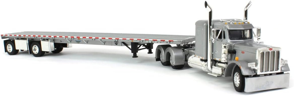 1/64 Silver Peterbilt 359 36" Flattop Sleeper with 53' Wilson Roadbrute Flatbed Trailer F4537