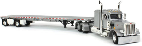 1/64 Silver Peterbilt 359 36" Flattop Sleeper with 53' Wilson Roadbrute Flatbed Trailer F4537