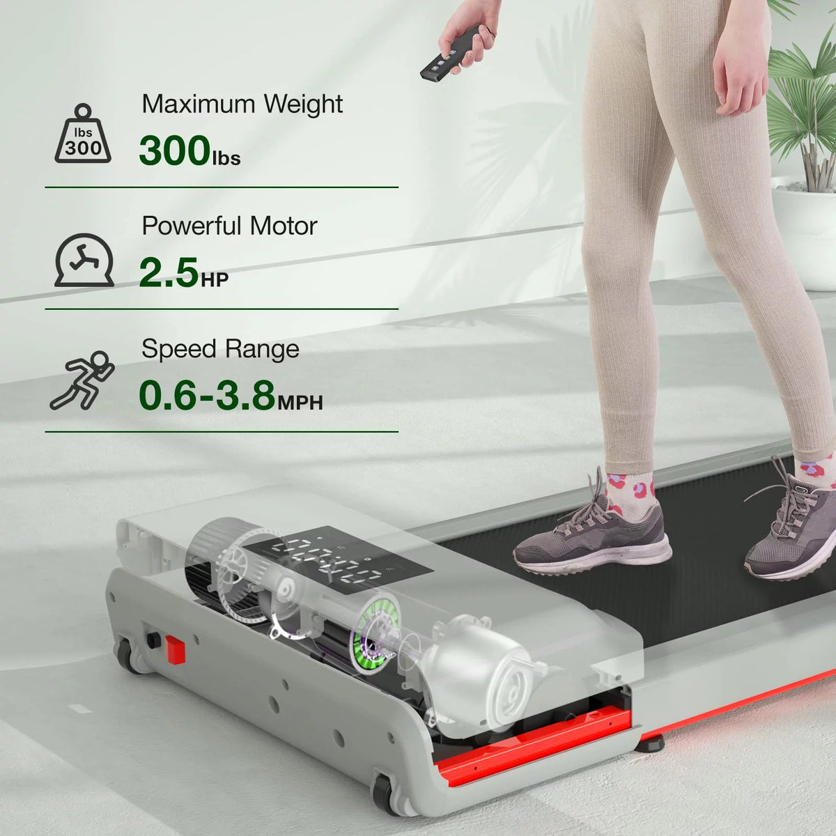 300lb Portable Under Desk Treadmill with Remote Control N5663