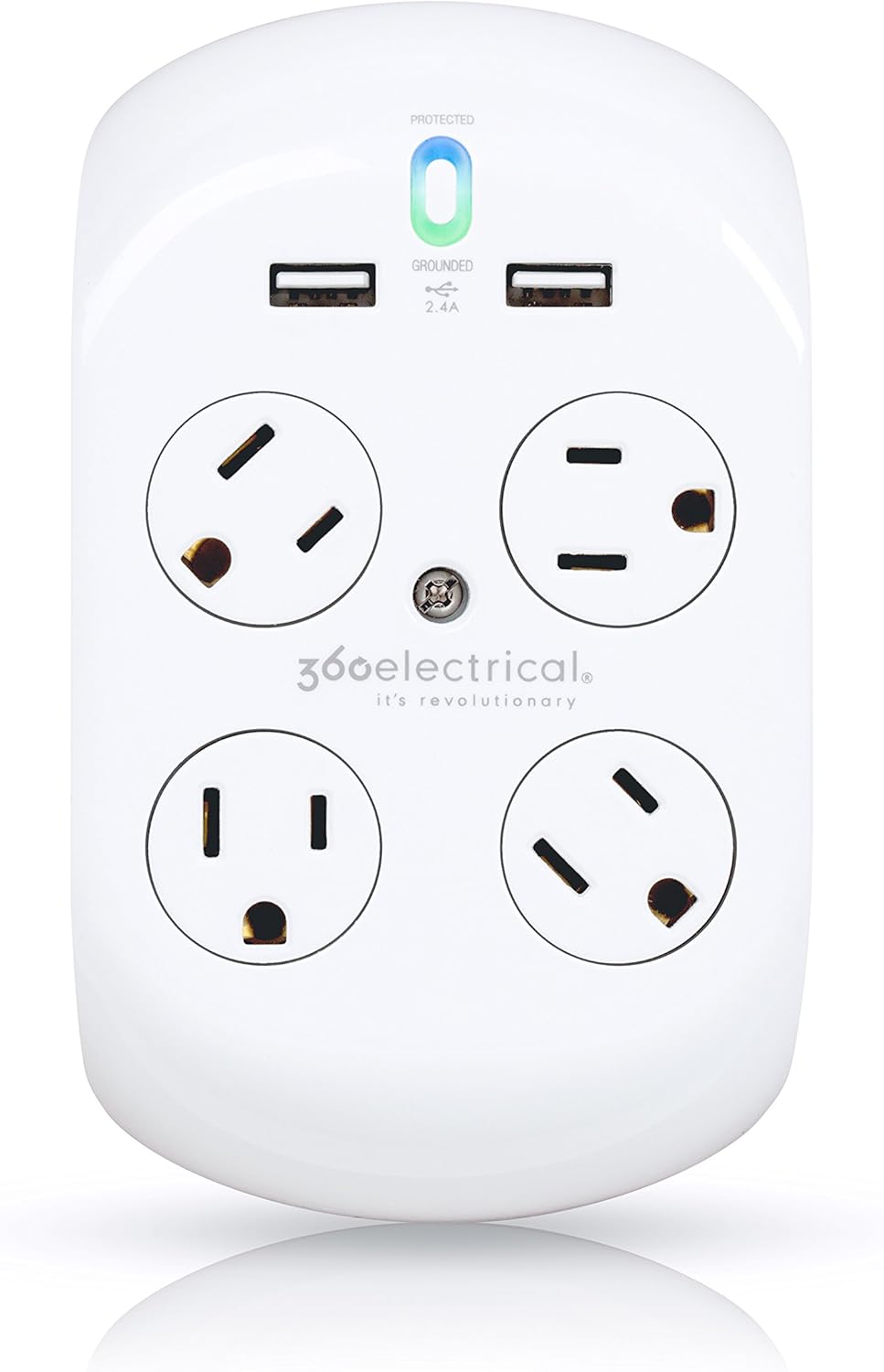 6 Pack Surge Protector with 4 Rotating Outlets and USB Charging O2905
