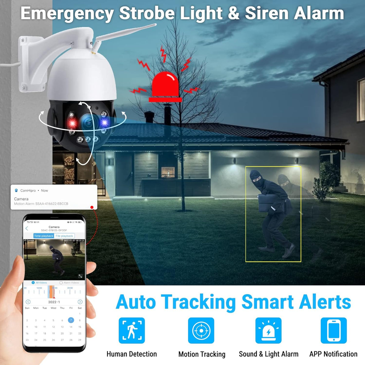 PTZ Security Camera Outdoor 30X Optical Zoom WiFi 5MP IP Camera Night Vision 2-Way Audio IP66 Waterproof C4304