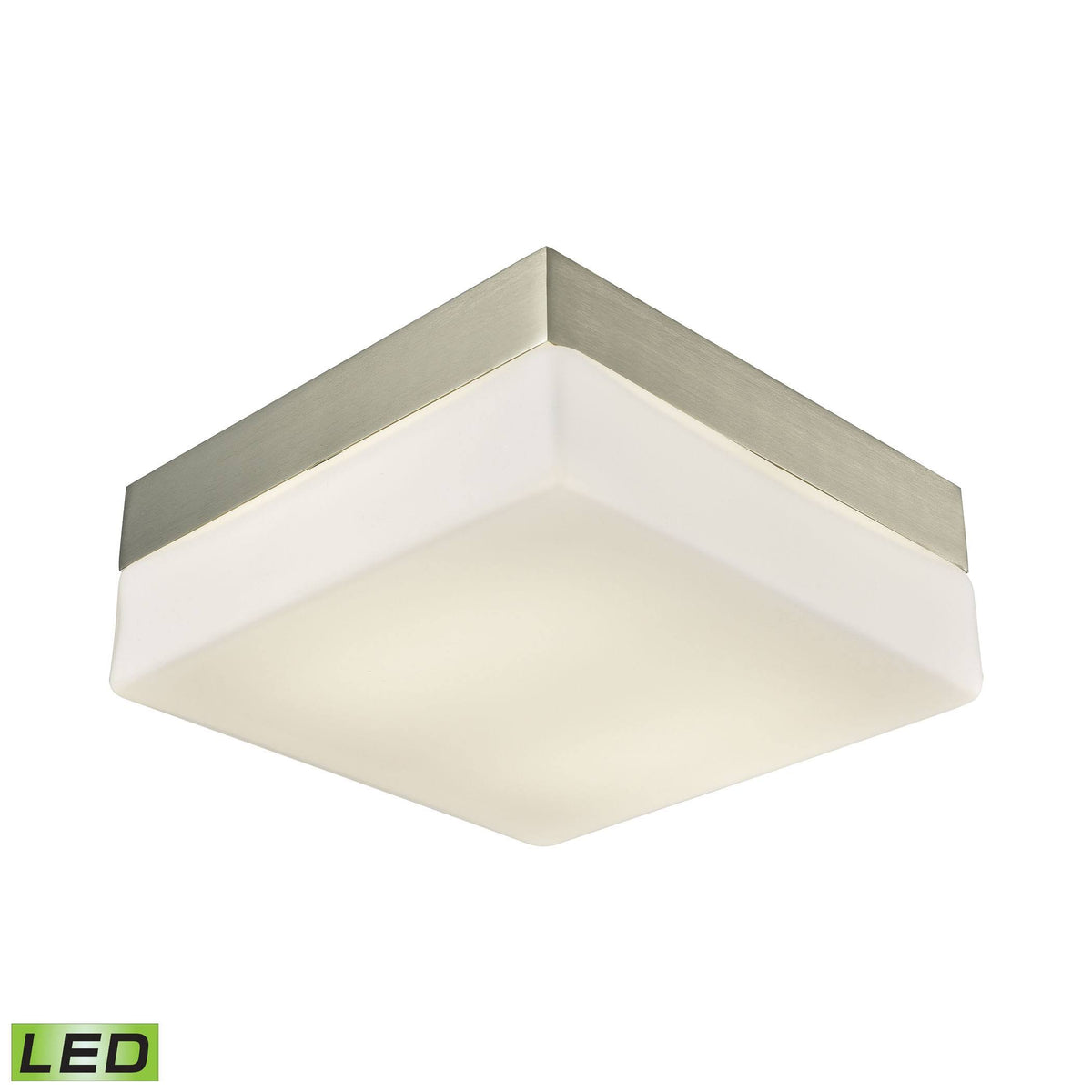 2 Light Square LED Flush Mount in Satin Nickel and Opal Glass M272766