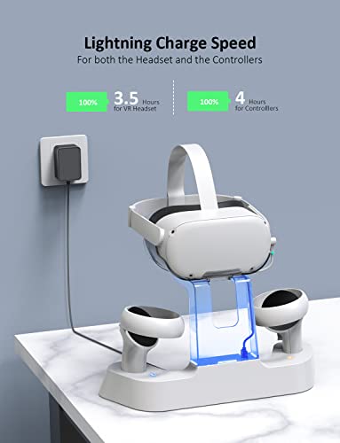 Charging Dock with LED Light and Controller Mount, 2 Rechargeable Batteries, White P64999