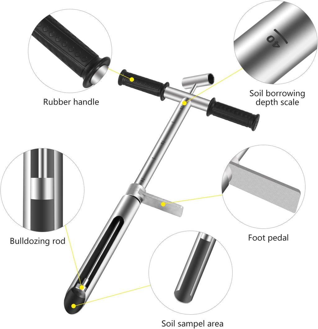 20" Stainless Steel Soil Sampler Probe with Ejector and Foot Pedal, Pack of 2 K634