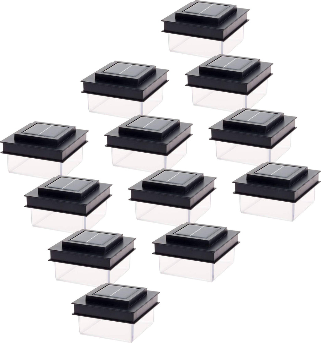 Translucent 12 Lumen LED Solar Post Cap Light 12 Pack Black S6486