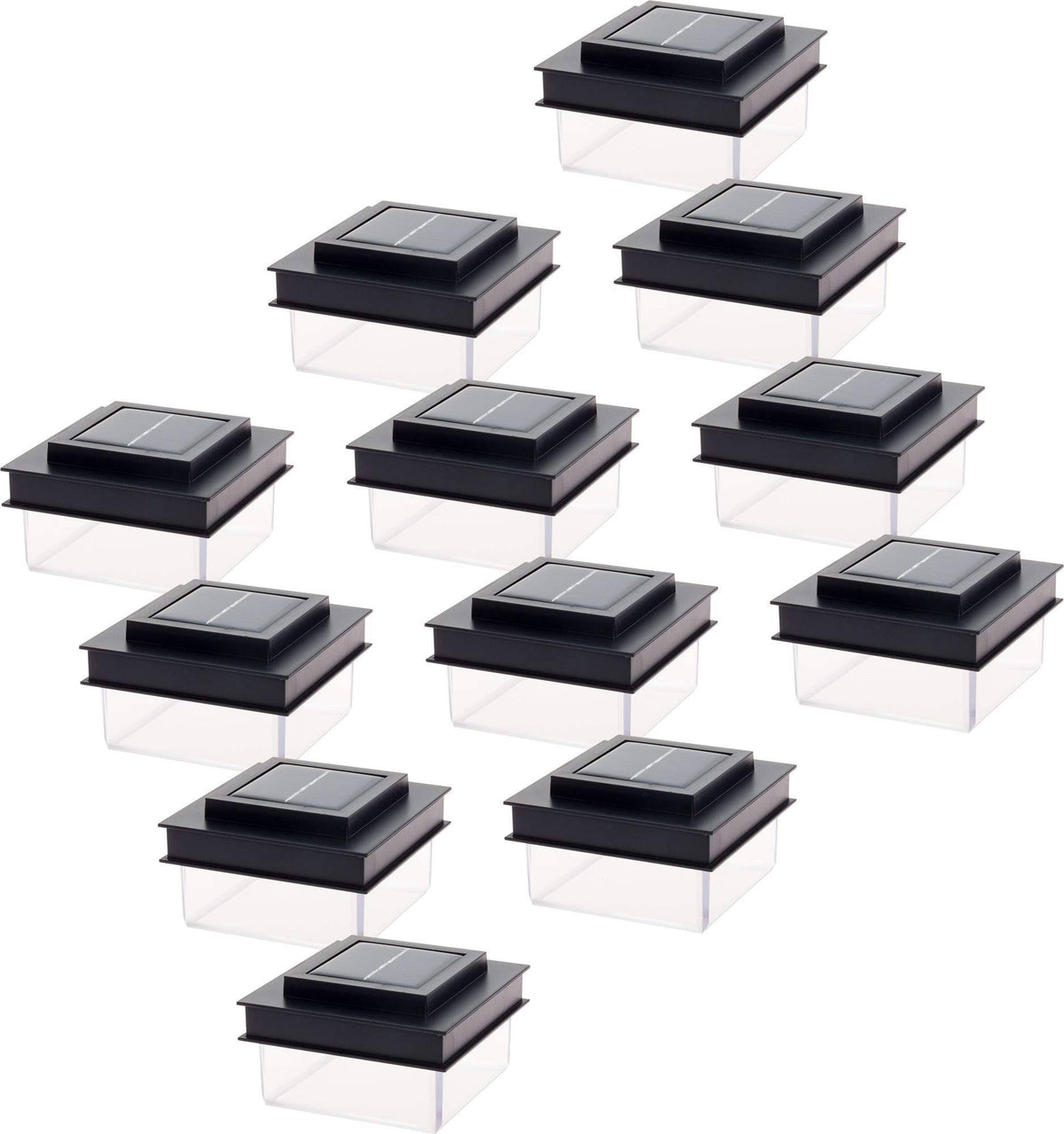 Translucent 12 Lumen LED Solar Post Cap Light 12 Pack Black S6486