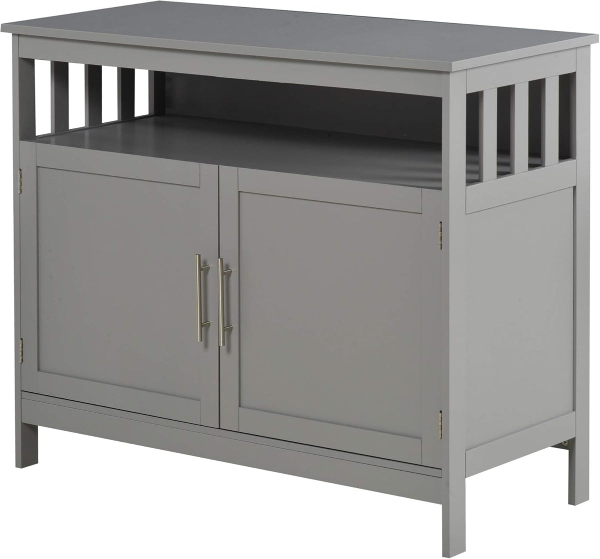 Black Kitchen Console Table with 2-Level Cabinet and Open Shelf Q182038