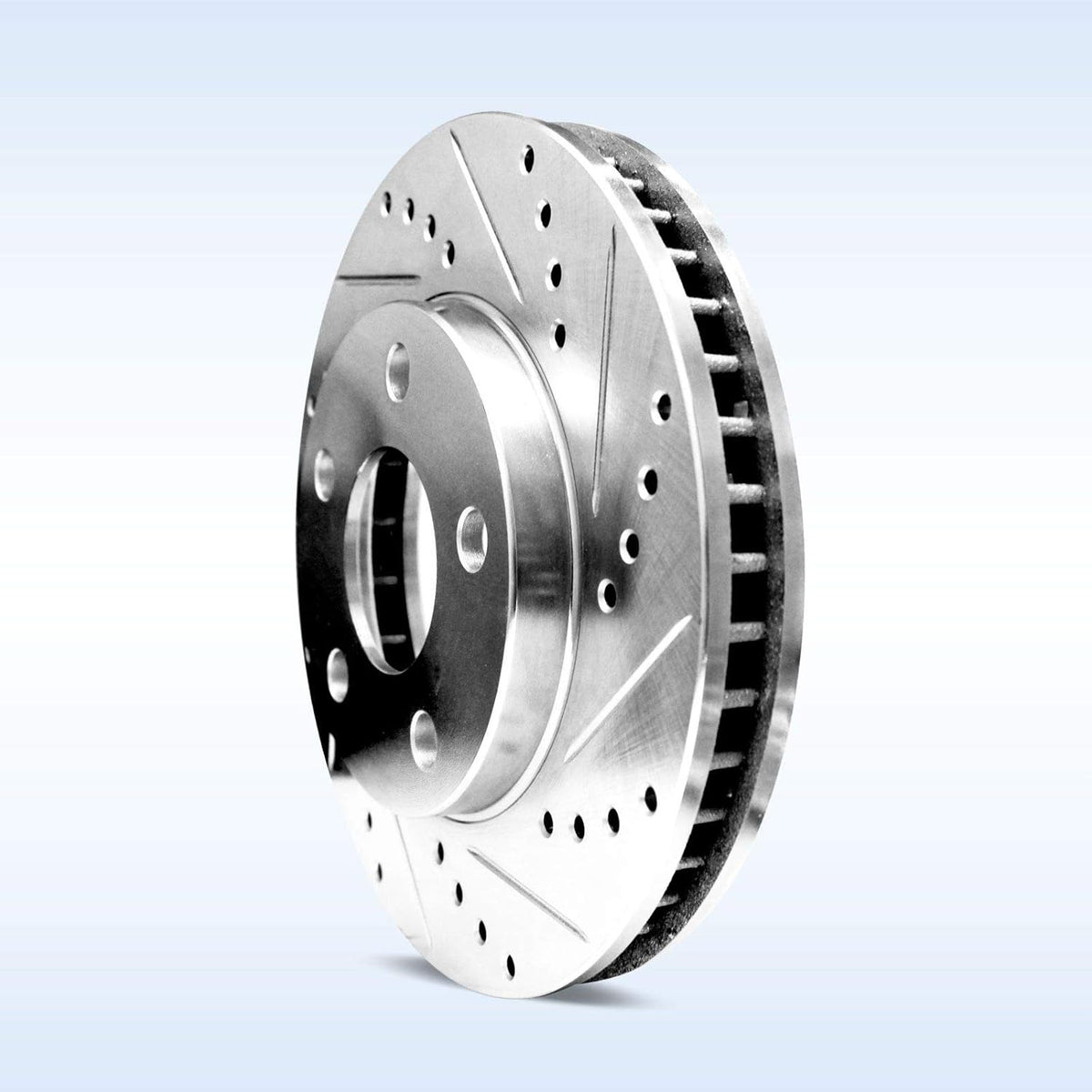 Silver Drilled Slotted Brake Rotors and Semi Metallic Brake Pads F646