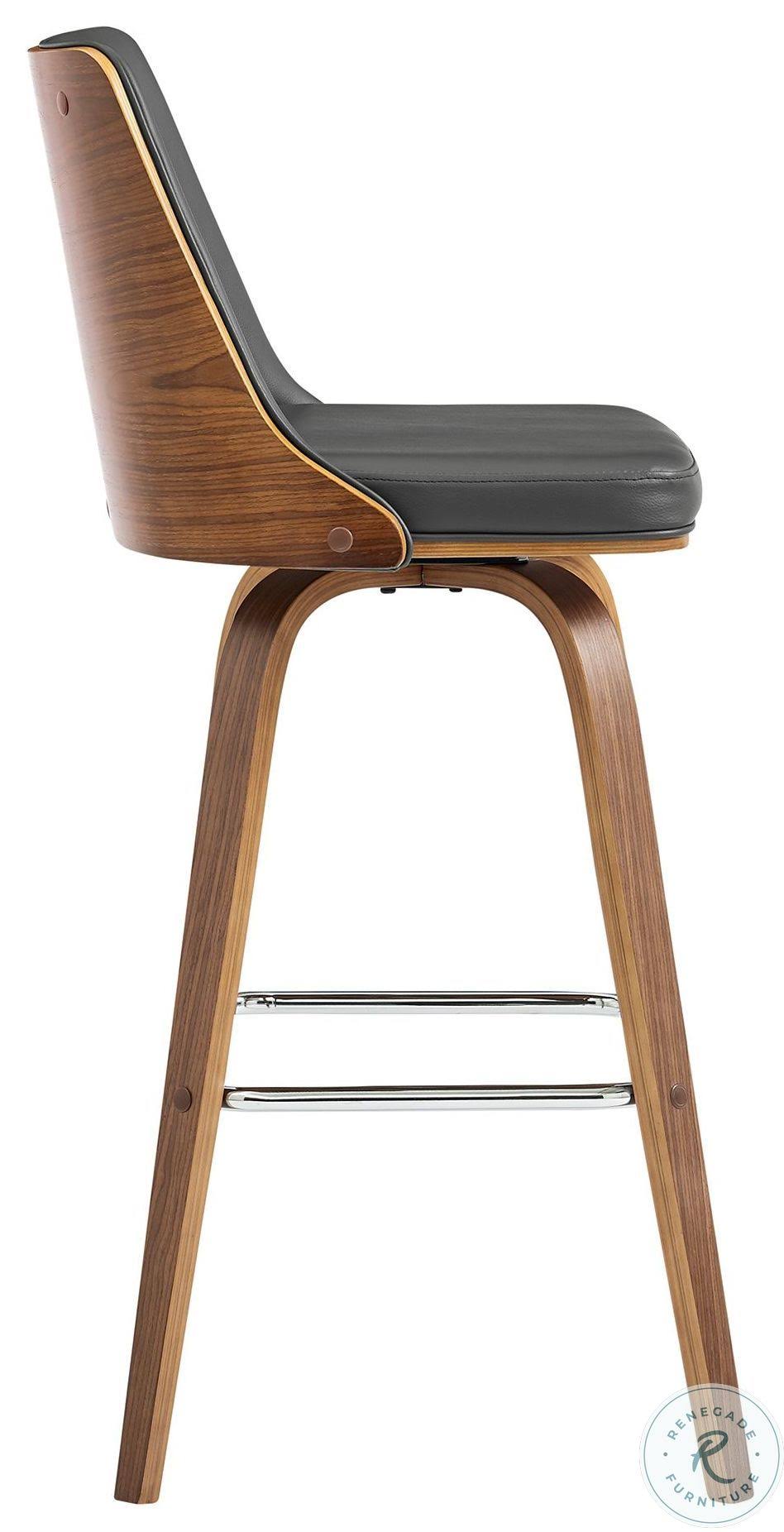 Gray Faux Leather and Walnut Wood Swivel Counter Stool N46485