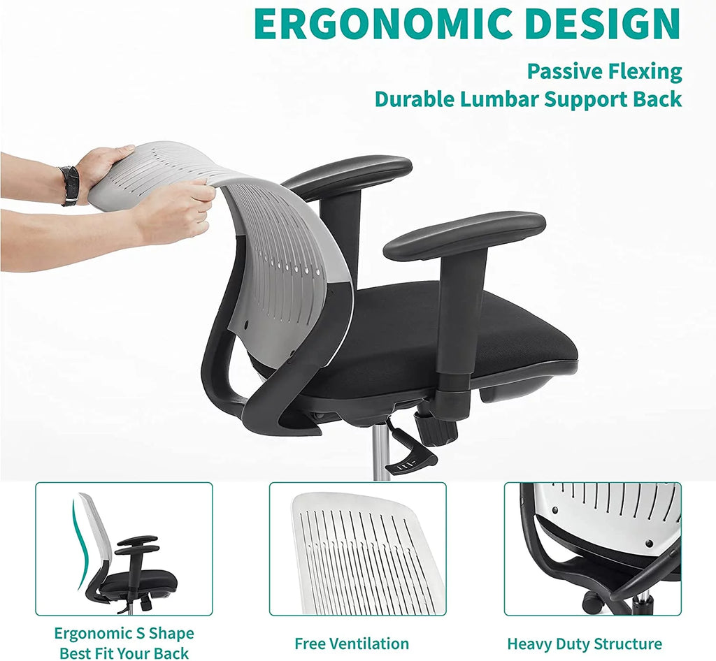 Gray Ergonomic Office Chair with 2D Armrest X539663