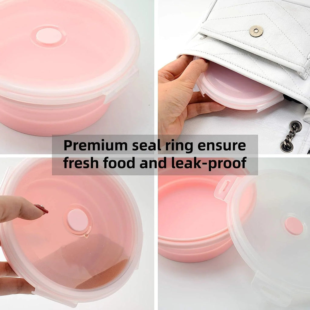 Pink Silicone Collapsible Food Storage Containers, Set of 4 H91728