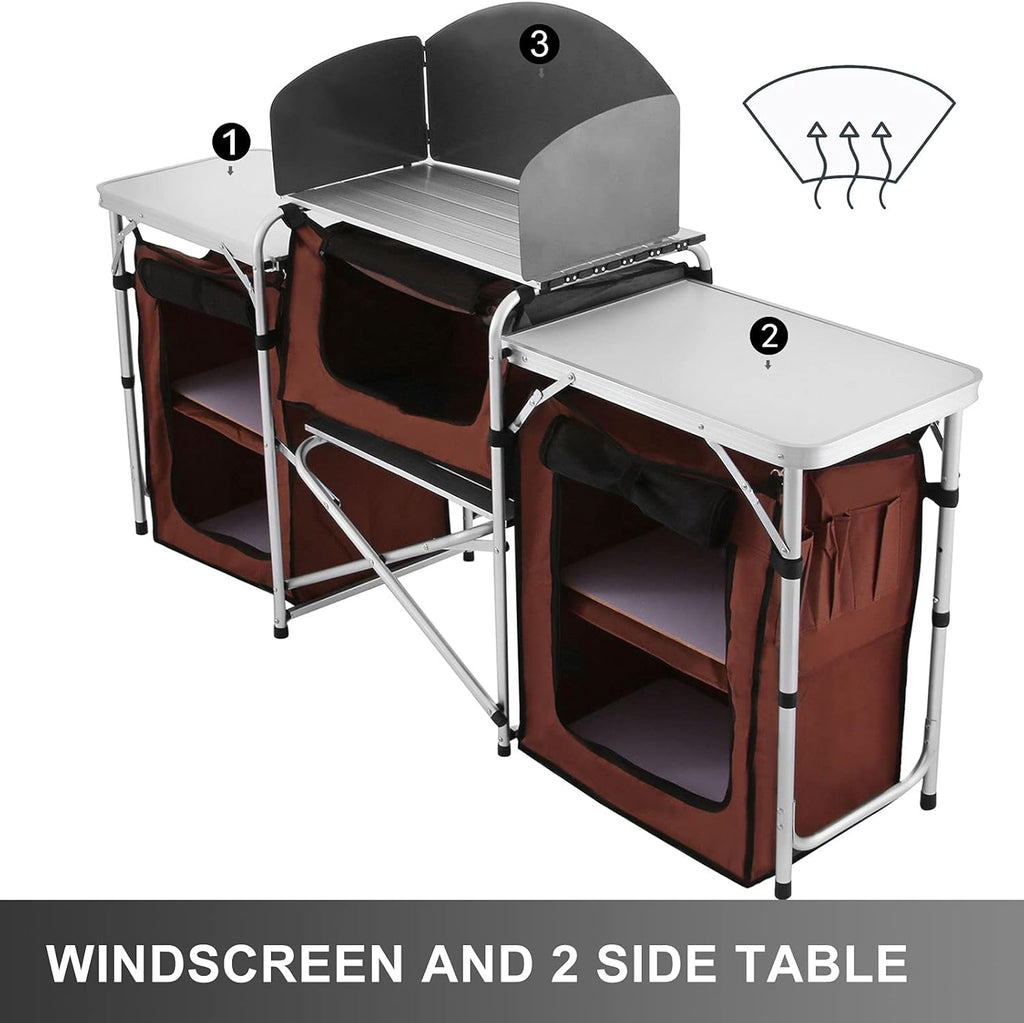 Camping Kitchen Table with 2 Side Tables R58790
