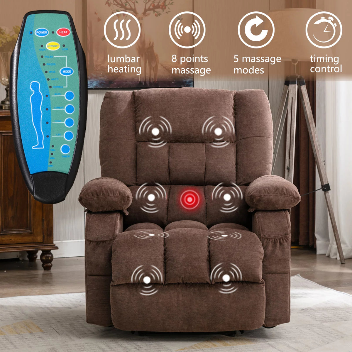Power Lift Recliner Chair Sofa with Massage and Heat D823
