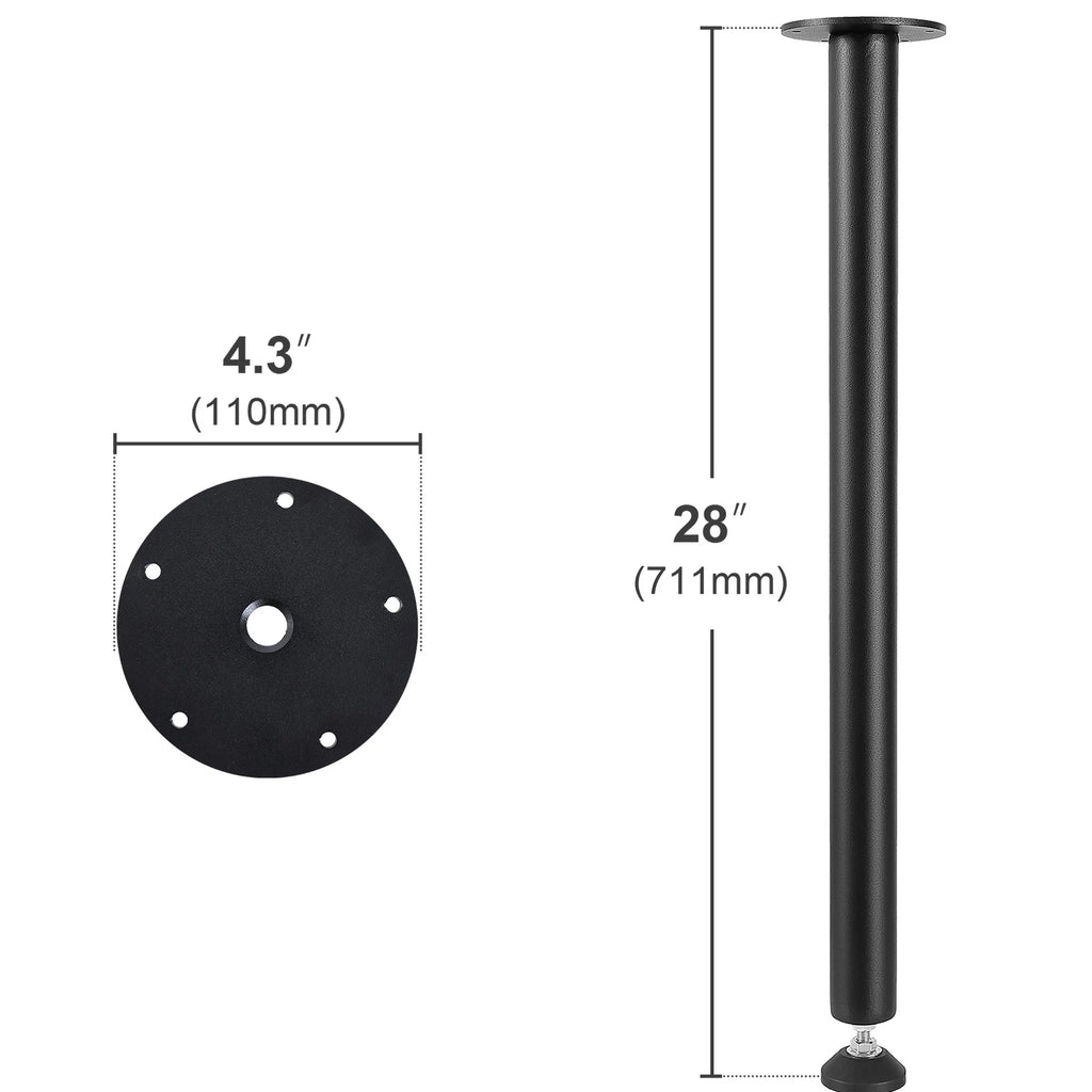 28" Solid Steel Adjustable Desk Legs Set of 4 Black Q5125